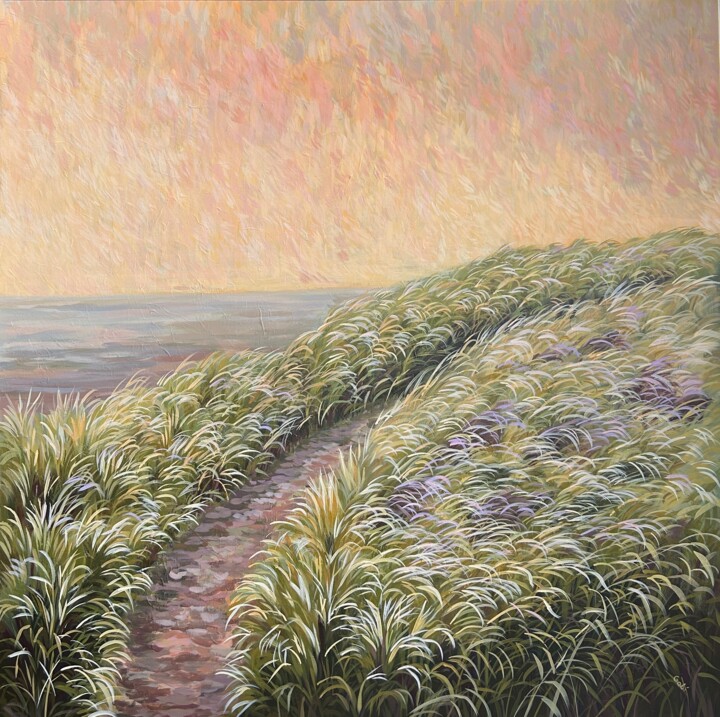 Painting titled "From the Great Dune" by Gabrielė Virbickienė, Original Artwork, Acrylic Mounted on Wood Stretcher frame