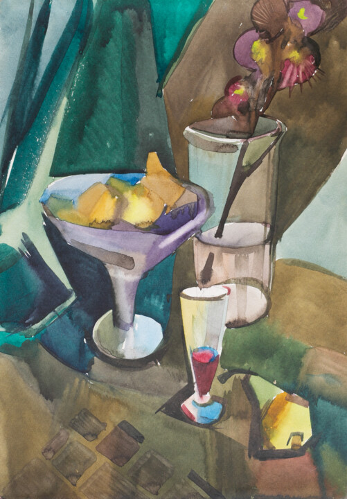still life with a pear 绘画, 16.1x11.8 in