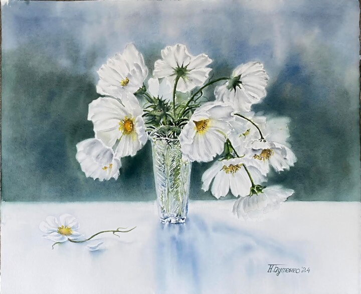 White cosmos 绘画, 15x18 in