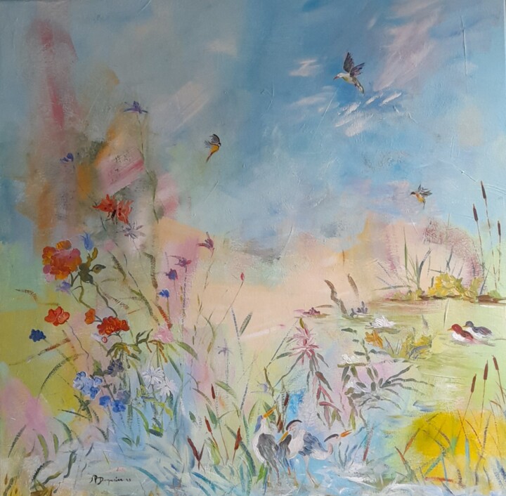L'étang aux oiseaux 绘画, 31.5x31.5 in