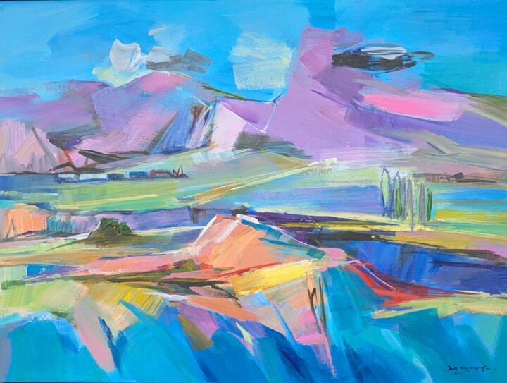 Painting titled "favorite landscape…" by Armen Ghazayran (Nem), Original Artwork, Acrylic