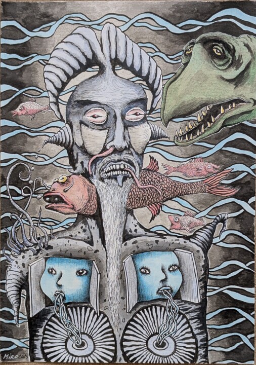 At the bottom of the sea. Рисунок, 16,5x11,7 in