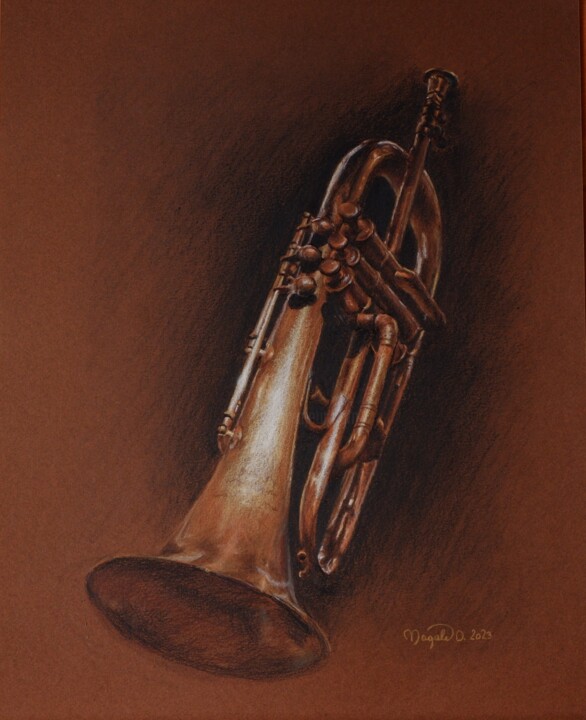 fugelhorn by Adolph Sax 그림, 16.1x12.6 in