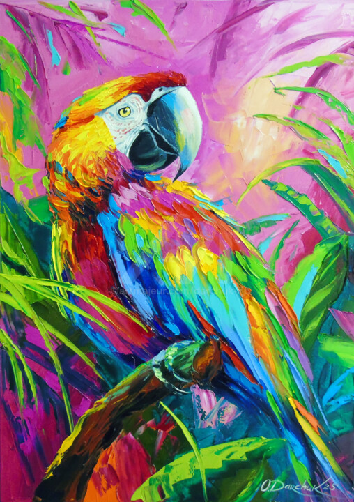 Macaw Parrot 绘画, 27.6x19.7 in