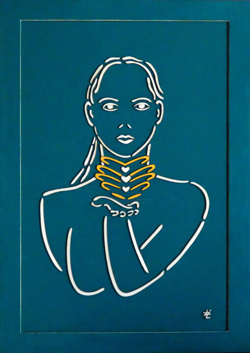 Femme aux cœurs 绘画, 23.6x15.8 in