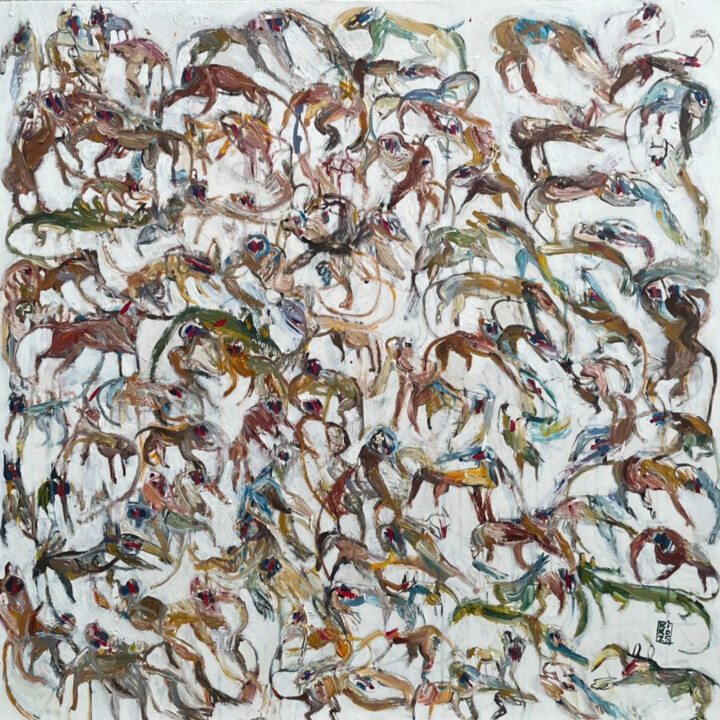 Peinture intitulée "Crowd n.3" par Gabriele Poidomani (Kiro), Œuvre d'art originale, Acrylique