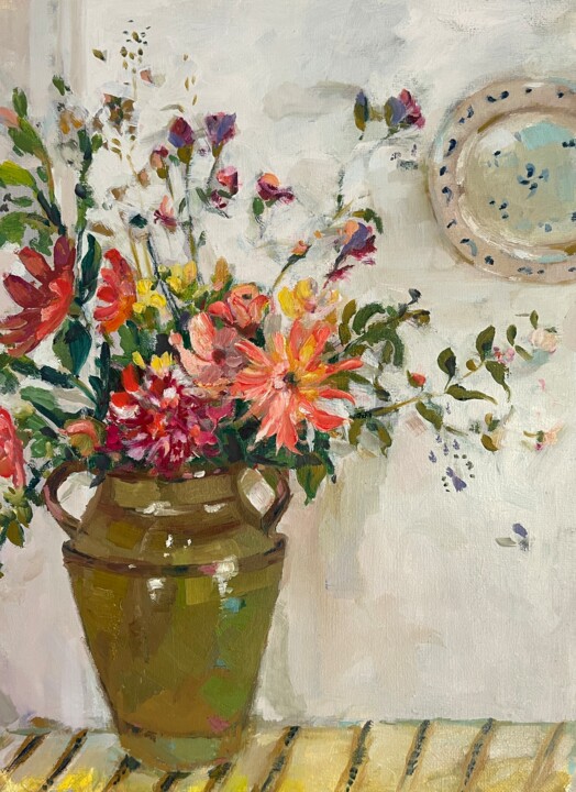 Painting titled "Bouquet de matin" by Lorena Iavorschi, Original Artwork, Oil