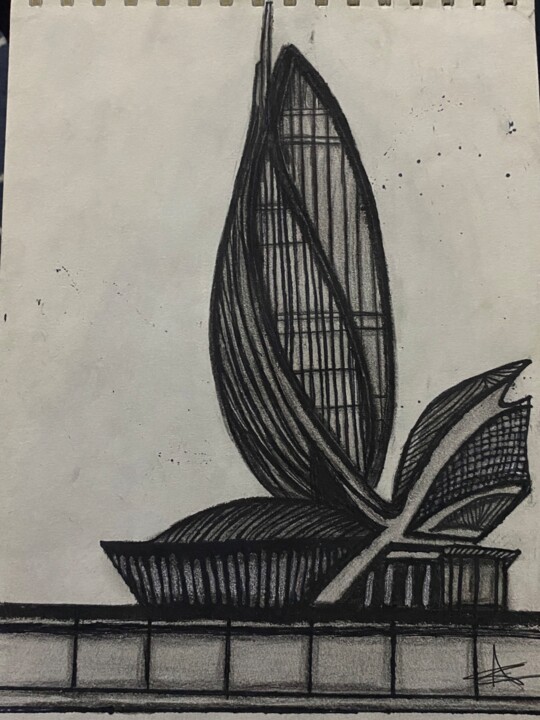 Tekening getiteld ""Not Meant for Eart…" door Aya Al-Sunaidar, Origineel Kunstwerk, Houtskool