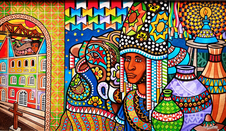 Folclore, Lendas e Objetos 绘画, 17.3x27.6 in