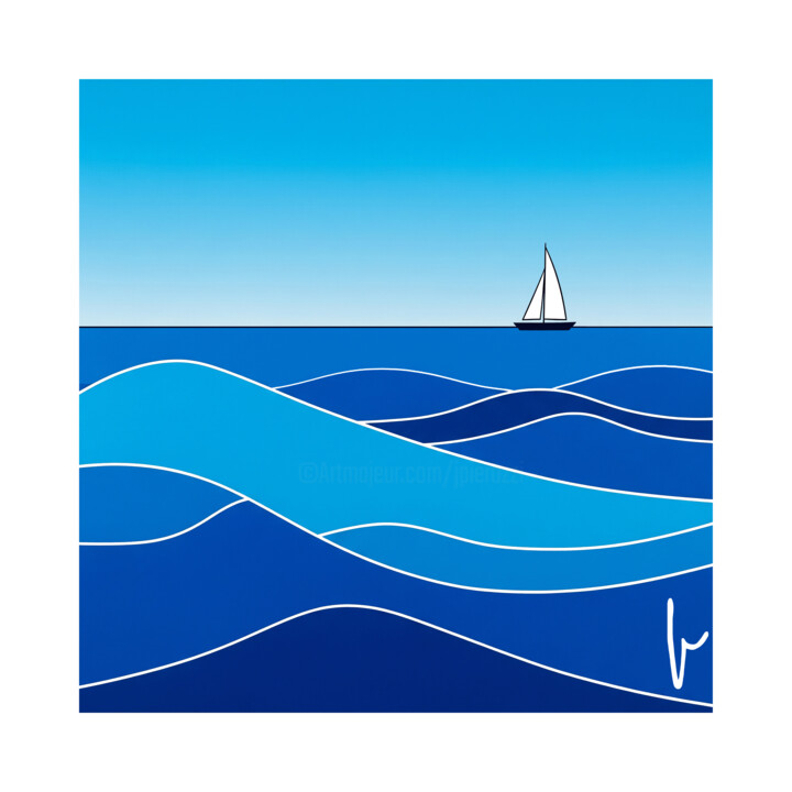 Arts numériques intitulée "Marine à voile" par Jean Paul Pierozzi, Œuvre d'art originale, Peinture numérique