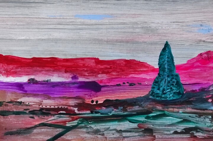 Green temple 绘画, 2.8x3.9 in
