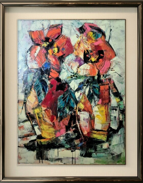 Painting titled "DOUBLE PLEASURE" by Sonja Brzak, Original Artwork, Oil Mounted on Wood Stretcher frame