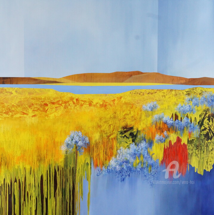 Painting titled ""Threads of the Uns…" by Vera Hoi, Original Artwork, Oil Mounted on Wood Stretcher frame