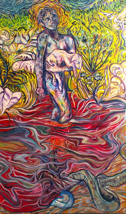 ADAN AND THE SERPENT Peinture, 65,8x40,2 in