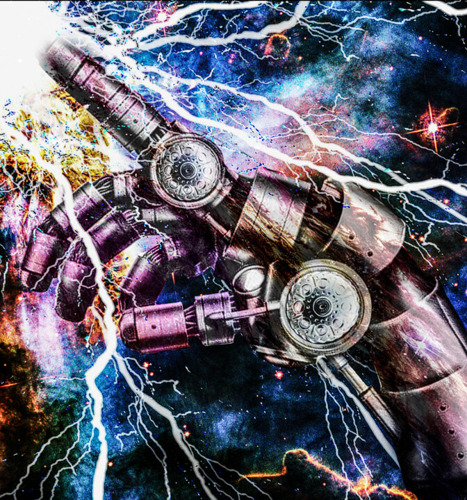 Kosmische Kraft – Die mechanische Hand Arts numériques, 55,1x55,1 in