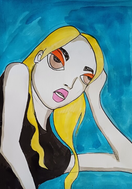 Laid back Dessin, 16,5x11,8 in