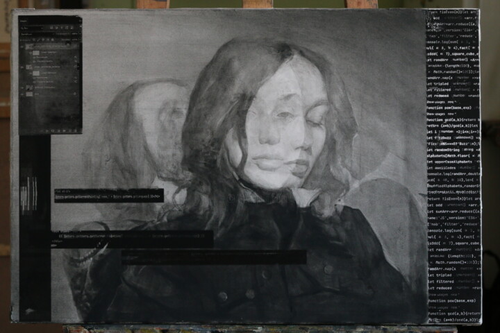 META, conceptual drawing, portrait 绘画, 15.8x23.6 in