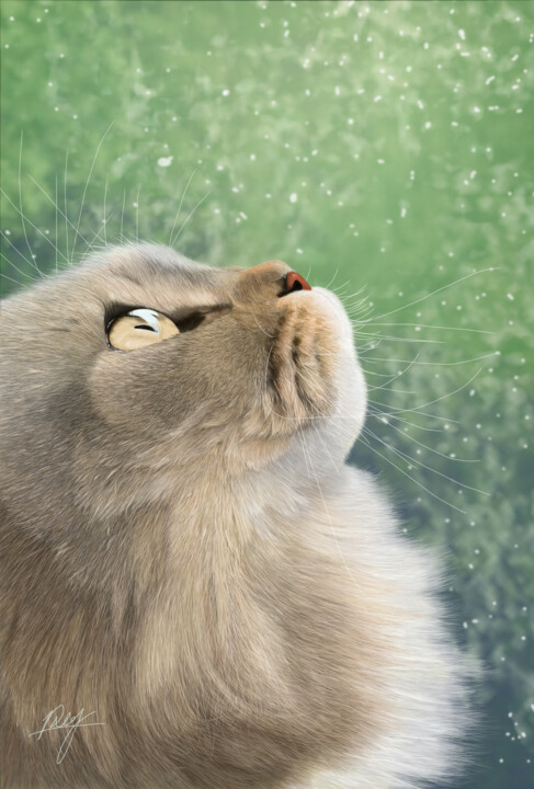 "横顔にゃんこ" başlıklı Dijital Sanat Rey tarafından, Orijinal sanat, Dijital Resim