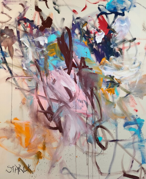 Peinture intitulée "Burning petals" par Emily Starck, Œuvre d'art originale, Acrylique Monté sur Châssis en bois