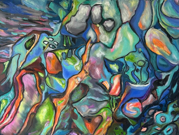 Flux Schilderij, 35,4x48,4 in