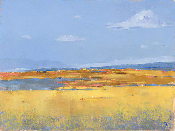 Painting titled "Blooming Fields" by Kestutis Jauniskis, Original Artwork, Oil