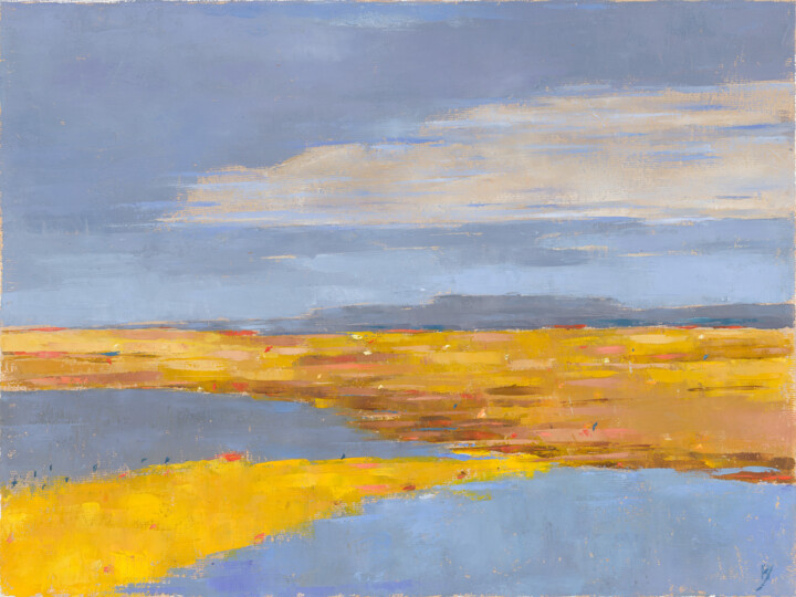Painting titled "Blooming Fields 1" by Kestutis Jauniskis, Original Artwork, Oil