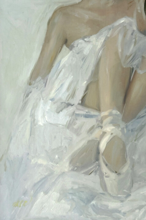 Painting titled "'Reverie In Tulle'" by William Oxer, Original Artwork, Oil