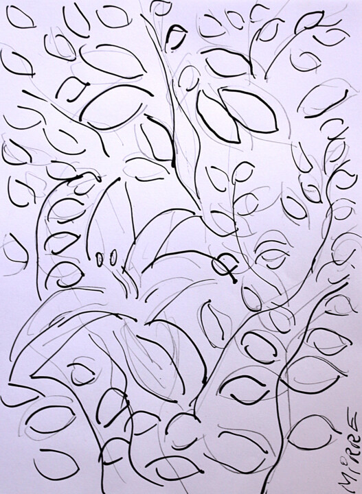 Lys et rosier Schilderij, 11,8x8,3 in