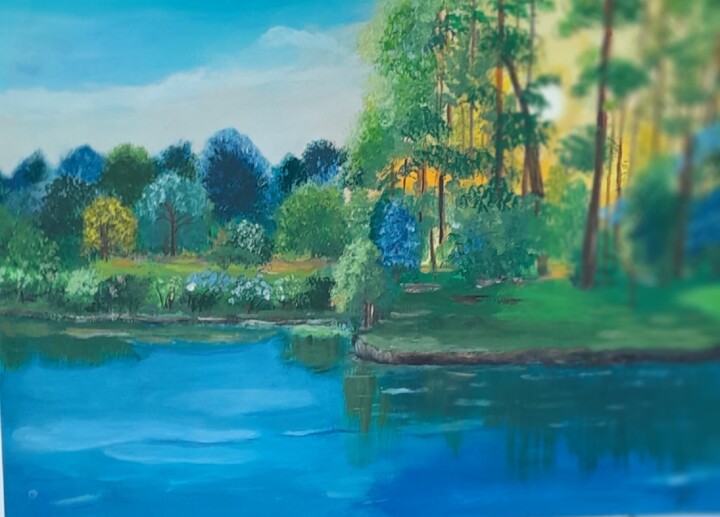 Painting titled "Dawn" by Fa Ley, Original Artwork, Acrylic Mounted on Cardboard