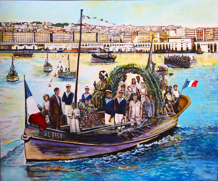 Fête maritime de la Saint Pierre à Alger en 1952 Painting, 63x74.8 in