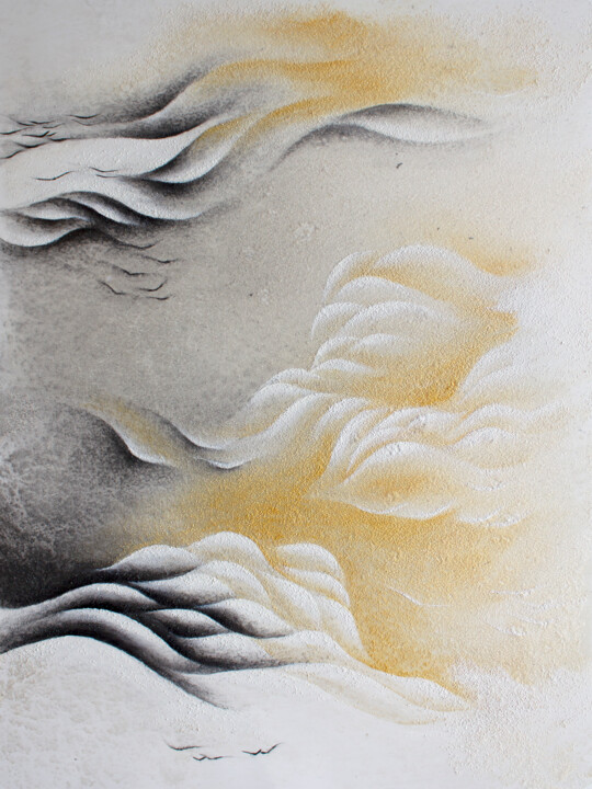 Painting titled "Shifting sky" by Francesca Borgo, Original Artwork, Acrylic Mounted on Other rigid panel