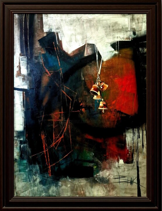 Painting titled "HEAVENLY VOICE" by Sonja Brzak, Original Artwork, Oil Mounted on Wood Stretcher frame