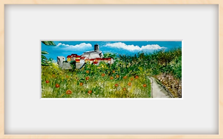 Laroque-des-Albères Pyrénées-Orientales 绘画, 9.3x22.1 in