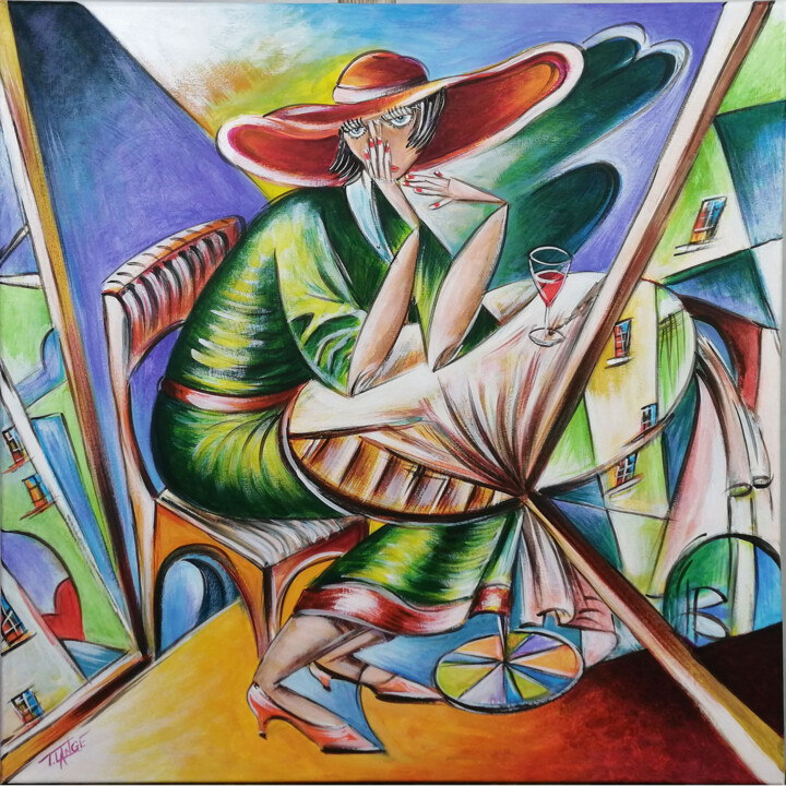 Woman Chillout #M336 绘画, 19.7x19.7 in