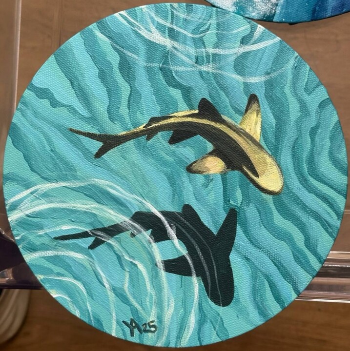 Painting titled "Shadow of Danger" by Alexandra Uryasova, Original Artwork, Acrylic Mounted on Wood Stretcher frame