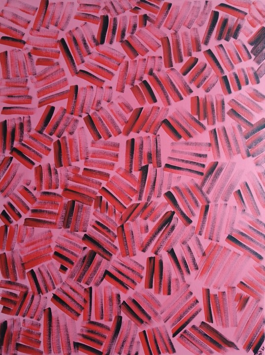 Painting titled "The reedlands - mov…" by Wiesje Van Dam, Original Artwork, Acrylic Mounted on Wood Stretcher frame