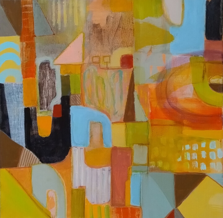 Painting titled "Summers revisited" by Florentina-Maria Popescu, Original Artwork, Acrylic Mounted on Wood Stretcher frame