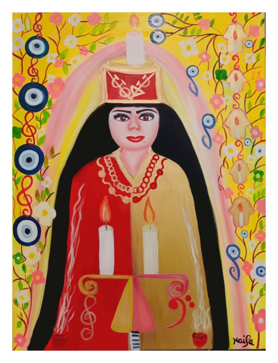 LA PRÊTRESSE DE LUMIÈRE Painting, 23.6x19.7 in