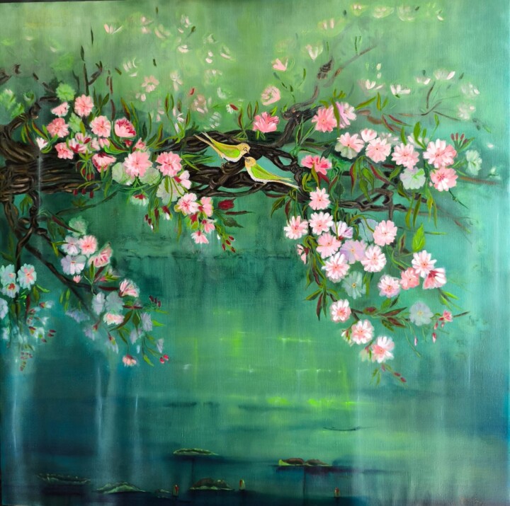 Painting titled "DIVINO INCANTO" by Anna Nuzzo, Original Artwork, Oil Mounted on Wood Stretcher frame