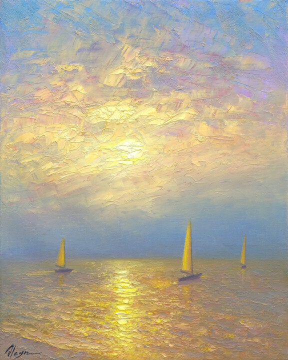 绘画 标题为“Sea 051” 由Dmitry Oleyn, 原创艺术品, 油 安装在木质担架架上