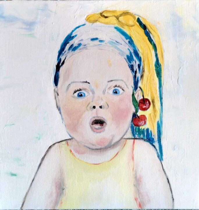 La petite fille aux cerises 绘画, 11.8x11.8 in