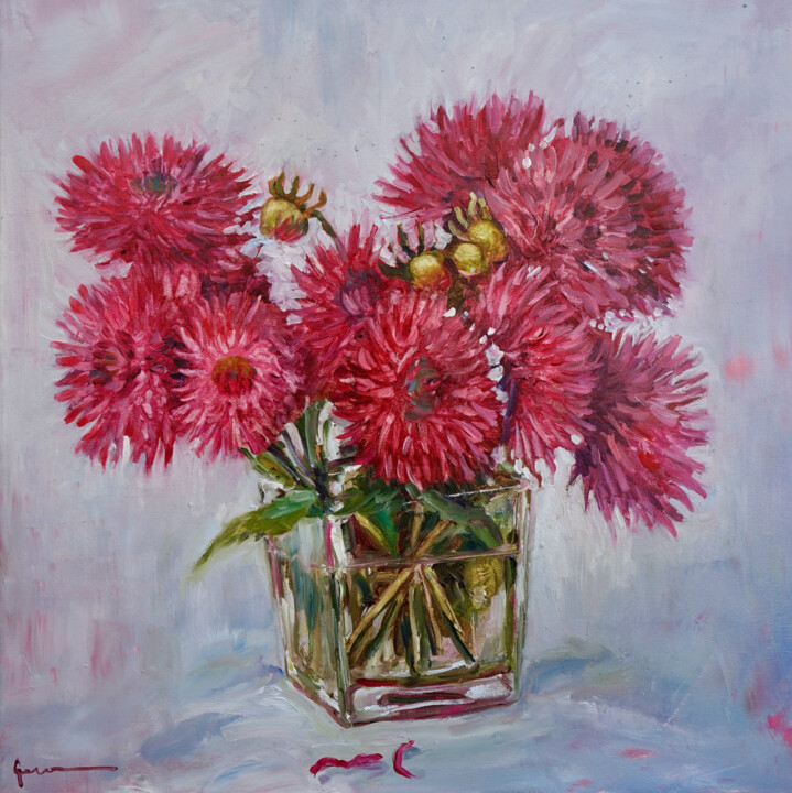 Dahlia Bouquet 绘画, 23.6x23.6 in