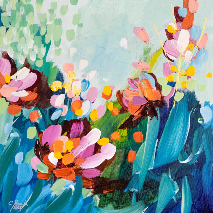 Painting titled "Je serai là pour toi" by Chantal Proulx, Original Artwork, Acrylic Mounted on Wood Stretcher frame
