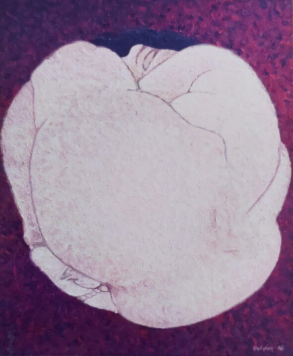 绘画 标题为“Nude in round form” 由Hou Soon Ming, 原创艺术品, 油