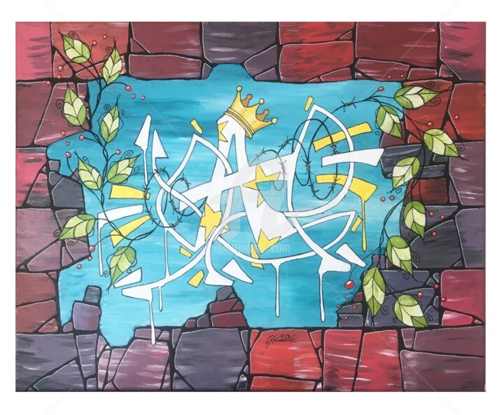 Graffiti - A Comme Anne, Angélique, Antoine, Alex... 绘画, 15.8x19.7 in