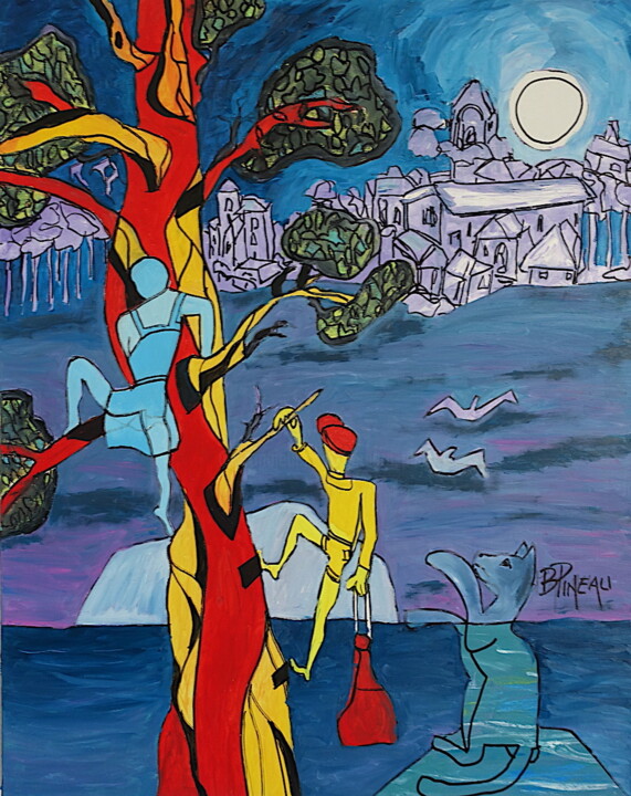 H332F30 Enfance et Justice 绘画, 36.2x28.7 in