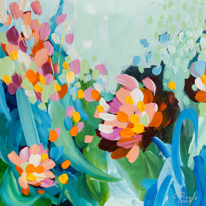 Painting titled "Dans l'air frais du…" by Chantal Proulx, Original Artwork, Acrylic Mounted on Wood Stretcher frame