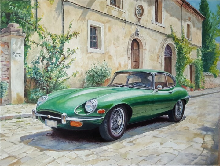 Painting titled "Classic Cars Vintag…" by James Bagatel, Original Artwork, Oil