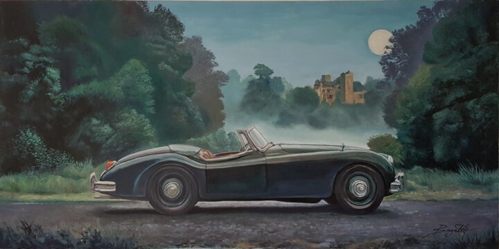 Painting titled "Classic Cars 1950s…" by James Bagatel, Original Artwork, Oil Mounted on Wood Stretcher frame