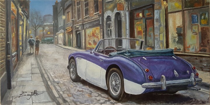 Painting titled "Classic Cars 1960s…" by James Bagatel, Original Artwork, Oil Mounted on Wood Stretcher frame
